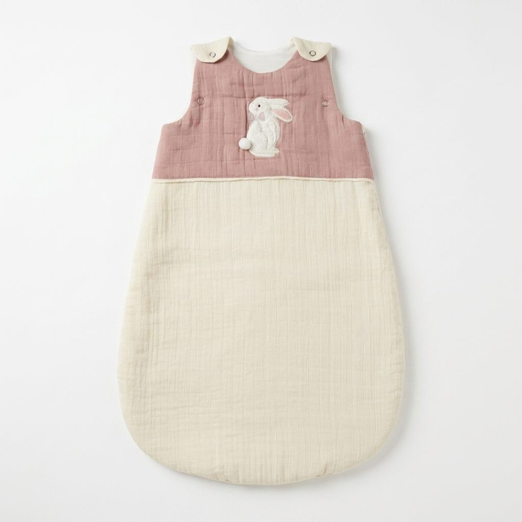 Meadow muslin sleeping bag with bunny appliqué